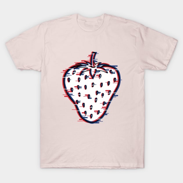 Strawberry design with a glitch effect on it T-Shirt by Fruit Tee